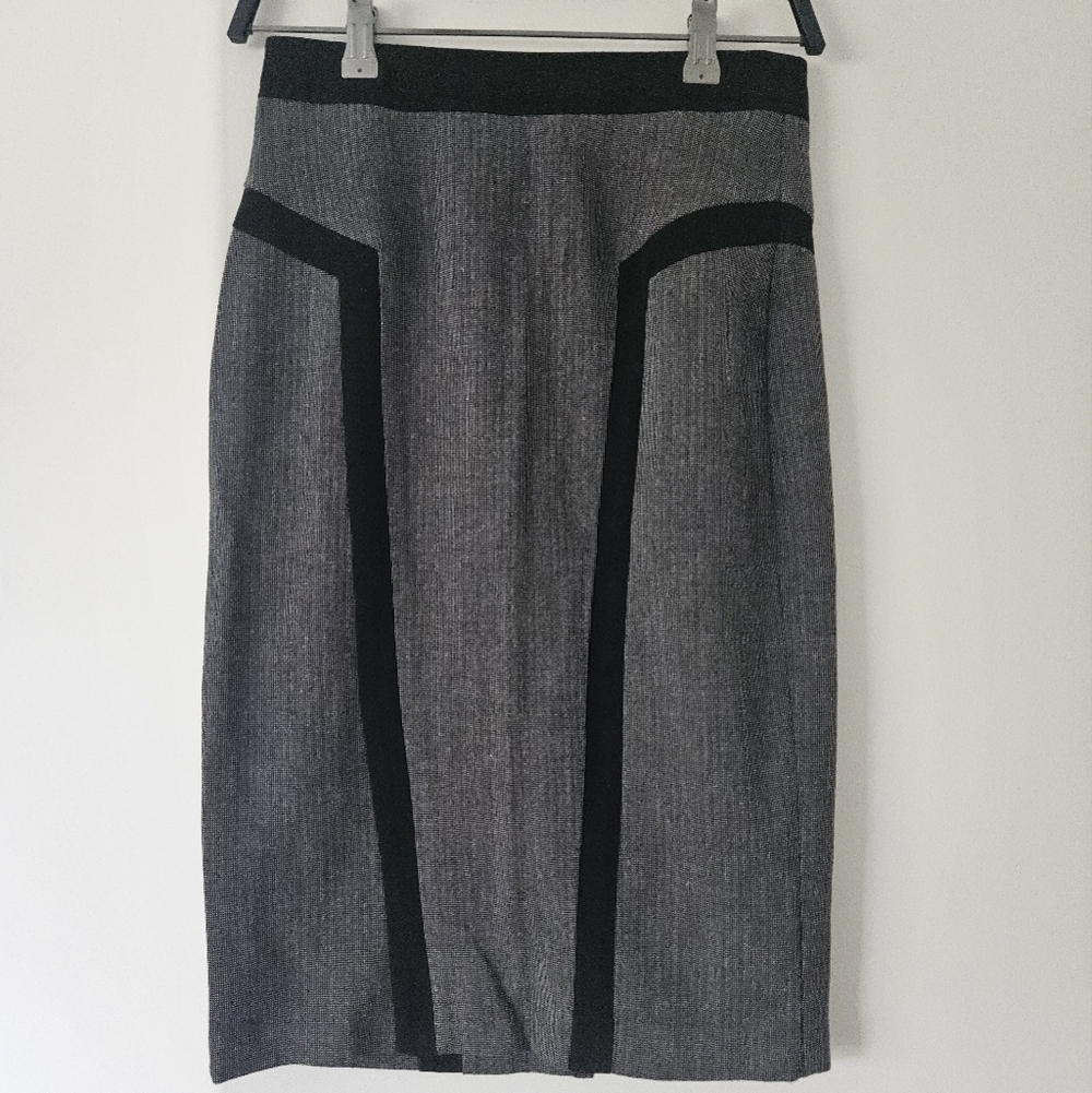 BCX Gray Black Pencil Skirt Knee-Length Work
